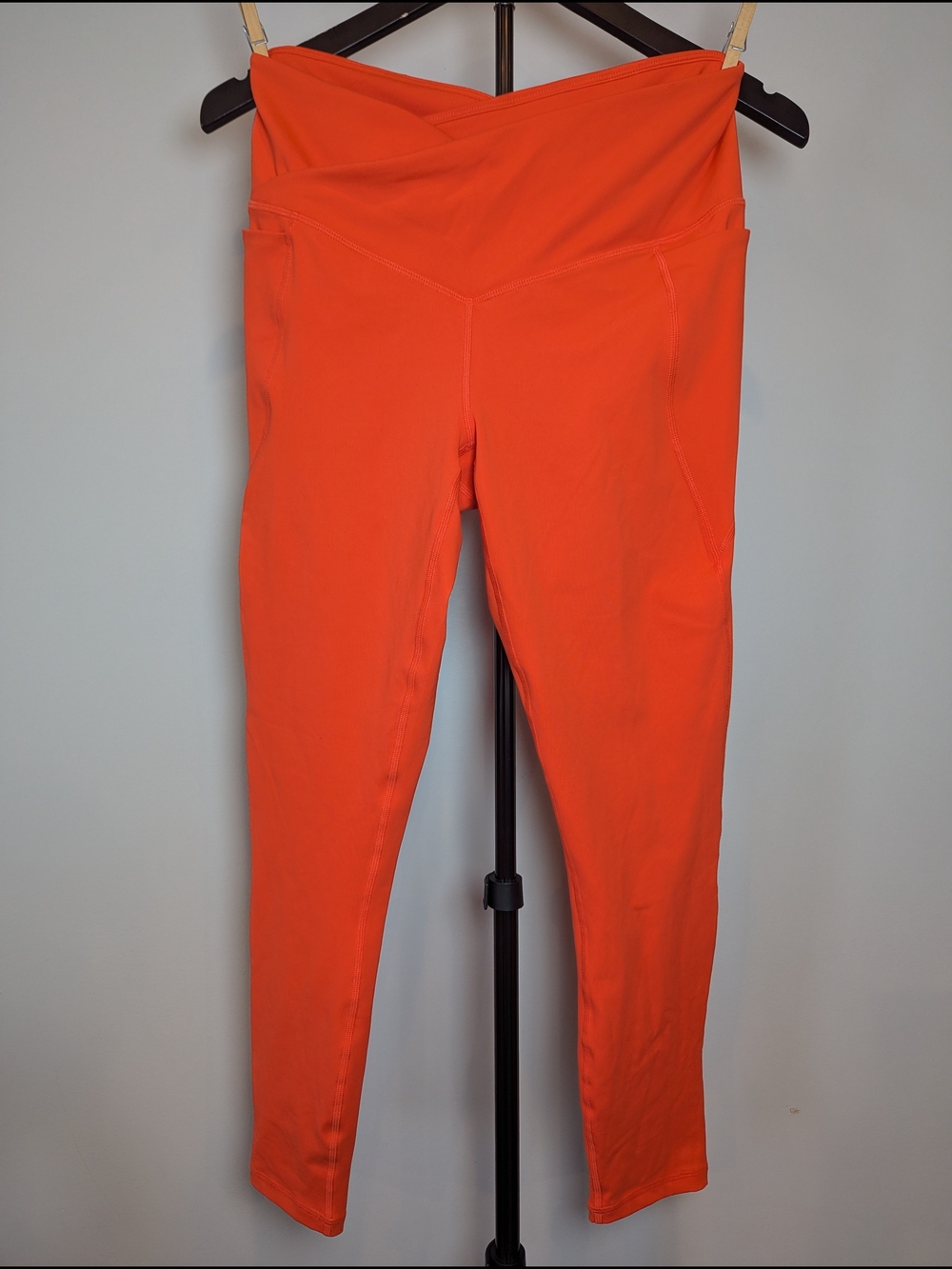 Fabletics Women's Size M PureLuxe Crossover Waist Leggings in Vibrant Orange
